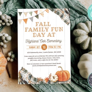 Fall Harvest Party Invitation, School Fall Festival, Pumpkin Fest, Community Fest, Church Festival, Family Fun Day, DIY, Printable Corjl