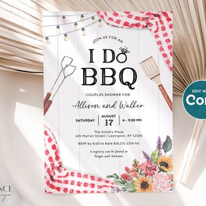 I Do BBQ Invitation, BBQ Couples Shower Invitation, bbq rehearsal dinner invitation, Grill Theme Couples Shower Invite, Printable, BQR, Q2