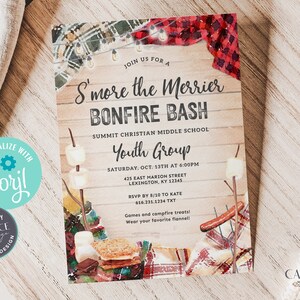 Bonfire Party Invitation Template, Backyard Bonfire Party Invitation, Outdoor Fall Party Invitation, Youth Group Bonfire, Digital, DIY, MX