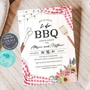 I Do BBQ Invitation, BBQ Couples Shower Invitation, bbq rehearsal dinner invitation, Backyard Couple's Shower Invite, Printable, A22, Q2