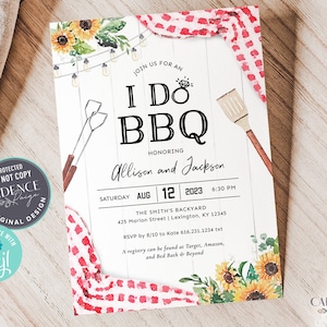 I Do BBQ Invitation, BBQ Engagement Party Invitation, Digital Backyard Couples Shower Invite, Summer Engagement Party Invite, Printable BQRS