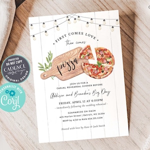 Pizza Rehearsal Dinner Invitation, Casual Rehearsal Dinner Invitation, Italian Rehearsal Dinner Invitation, Pizza & Love, Printable, DIY, P3