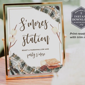 8 x 10 S&#39;mores Station Sign, S&#39;mores Sign, Smores Bar, Printable S&#39;mores Sign, Party S&#39;more, Smores Menu, Bonfire Decor, Digital PDF, GP