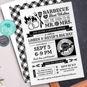 BBQ Couples Shower Invitation, I Do BBQ Invitation, Digital Wedding Shower Cookout Invite, BBQ Engagement, Corjl, Printable, Send Digitally