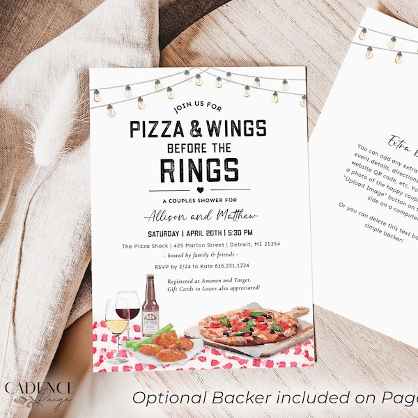 Couples Shower Pizza and Wings Etsy