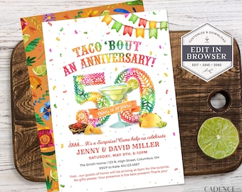 50th Anniversary Party Invitation, 50th Surprise Party Anniversary Invitation, Fun Anniversary Party Invite, DIY, Printable, Corjl, A24