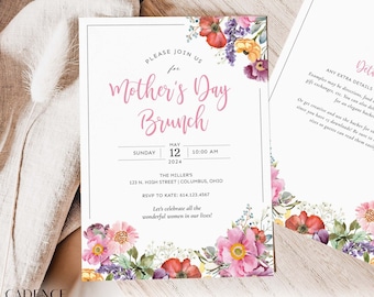 Mother's Day Brunch Invitation, Moms Day Brunch Invite, Mother's Day Lunch Invitation, Friends Luncheon, Spring Luncheon, Printable DIY, W3