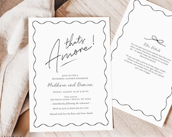 Italian Rehearsal Dinner Invitation, Amore Rehearsal Dinner Invitation, Italian Wedding Shower Invite, Pizza & Love, Printable, Corjl, P3