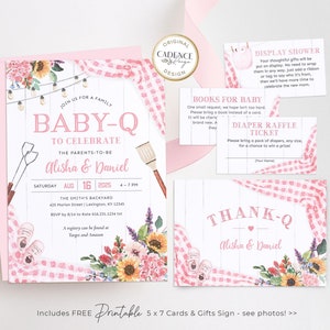 Invitación rosa para baby shower, invitación para baby shower de niña con barbacoa, invitación para baby shower de niña, baby shower en el patio, imprimible, Corjl, BQP