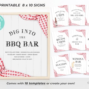 BBQ Shower Signs, BBQ Food Signs, I Do BBQ Table Signs, 8 x 10 bbq Party Signs, Couples Shower Cookout Signs, Printable, Editable Signs, Q2