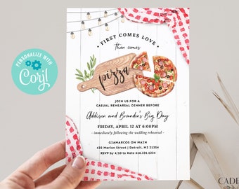 Pizza Rehearsal Dinner Invitation, Casual Rehearsal Dinner Invitation, Fun Rehearsal Dinner Invitation, Pizza & Love Invite, Printable, P3