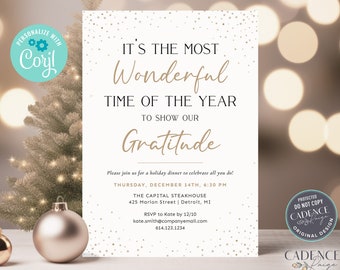 Company Holiday Party Invitation, Client Appreciation, Company Christmas Party, Staff Appreciation, Thank You Dinner, Printable Digital DIY