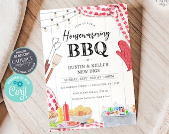 Housewarming BBQ Invitation, Digital Housewarming Backyard BBQ Party Invitation, Summer Housewarming Party, Welcome Cookout, DIY, Printable