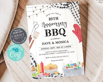 Anniversary BBQ Invitation, Digital Anniversary Party Invitation, Summer Anniversary Party, Anniversary Picnic, Company Party, DIY Printable