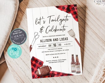 Tailgate and Celebrate Invite, Football Couples Shower, Tailgate Couple's Shower Invite, Tailgate Invite, Football, DIY, Printable, Corjl