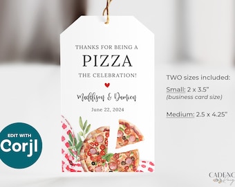 Pizza Favor Tags, Pizza Thank You Tags, Printable Pizza Favors, Italian Theme Shower Tags, Pizza Wedding Shower Tags, DIY EDITABLE Corjl