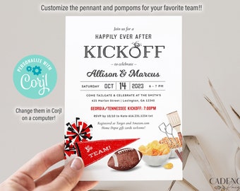 Digital Tailgate Couples Shower Invitation, Football Couples Shower Invite, College Football Engagement Party, Game Day, DIY, Printable