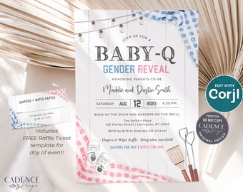 Gender Reveal BabyQ Invitation, Digital Gender Reveal BBQ Invite, Gender Reveal Picnic Invite, Gender Reveal Grill Out, Printable, DIY, BQGR