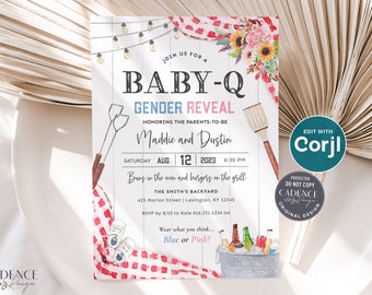 Digital Gender Reveal BabyQ Invitation, Backyard Gender Reveal Invitation, Gender Reveal BBQ Invite, Phone Invite, Printable DIY BQGR