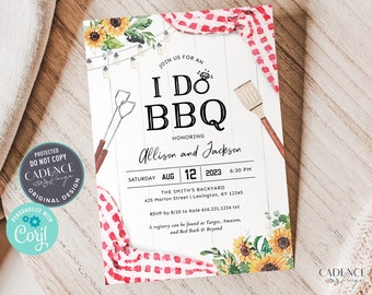 I Do BBQ Invitation, BBQ Engagement Party Invitation, Digital Backyard Couples Shower Invite, Summer Engagement Party Invite, Printable BQRS