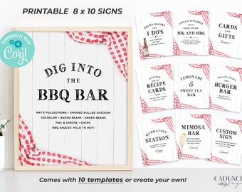 BBQ Shower Signs, BBQ Food Signs, I Do BBQ Table Signs, 8 x 10 bbq Party Signs, Couples Shower Cookout Signs, Printable, Editable Signs, Q2