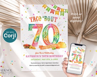 70th Fiesta Birthday Party Invitation 70th Fiesta Invite 70th Birthday Surprise Party Invitation, Mexican Theme Dinner Party Printable, A24