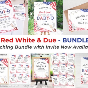 4th of July Baby Shower Invitation, Patriotic Baby Shower Invitation, Red White and Due Baby Shower, American, BabyQ Shower, Printable DIY image 10