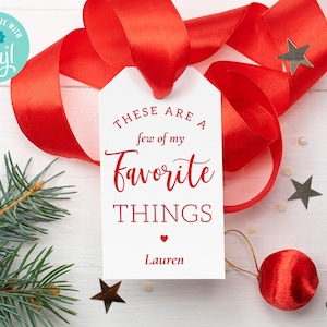 Favorite Things Gift Tag, Favorite Things Favor, Printable Holiday Gift Tags, Editable Holiday Tags, Customizable, DIY, EDITABLE, Corjl, BP