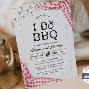 I Do BBQ Invitation, BBQ Couples Shower Invitation, bbq rehearsal dinner invitation, I Do BBQ Couple's Shower Invite, Printable, A22, Q2 image 10