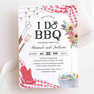 I Do BBQ Invitation, BBQ Engagement Party Invitation, Backyard Couple's Shower Invitation, Summer Engagement Party Invitation, Printable, Q2