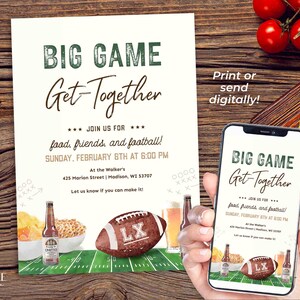 Editable Super Sunday Football Watch Party Invitation: Bowl Game Invite (Digital Template) image 2