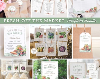 Farmers Market Bridal Shower Bundle: Invitations, Signs, Games (Digital Download)