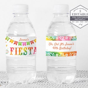 Printable Water Bottle Labels, Fiesta Water Bottle Labels, 40th ...