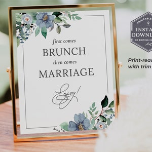 8 x 10 Dusty Blue Brunch Sign, Blue Bridal Shower Brunch Sign, Printable First Comes Brunch Sign, Light Blue Bridal Shower Decor, PDF, B6