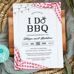 I Do BBQ Invitation, BBQ Couples Shower Invitation, bbq rehearsal dinner invitation, I Do BBQ Couple&#39;s Shower Invite, Printable, A22, Q2