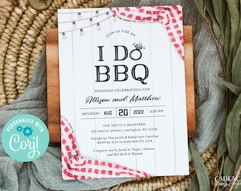 I Do BBQ Invitation, BBQ Couples Shower Invitation, bbq rehearsal dinner invitation, I Do BBQ Couple's Shower Invite, Printable, A22, Q2