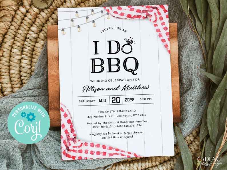 I Do BBQ Invitation, BBQ Couples Shower Invitation, bbq rehearsal dinner invitation, I Do BBQ Couple's Shower Invite, Printable, A22, Q2 image 1