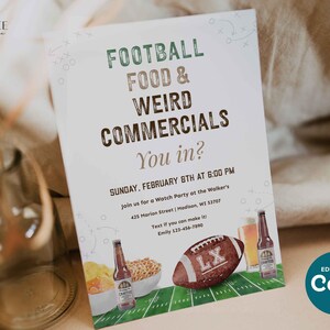 Football Watch Party Invitation, Editable Big Game Invite, Super Sunday Bowl Game (Digital) image 13