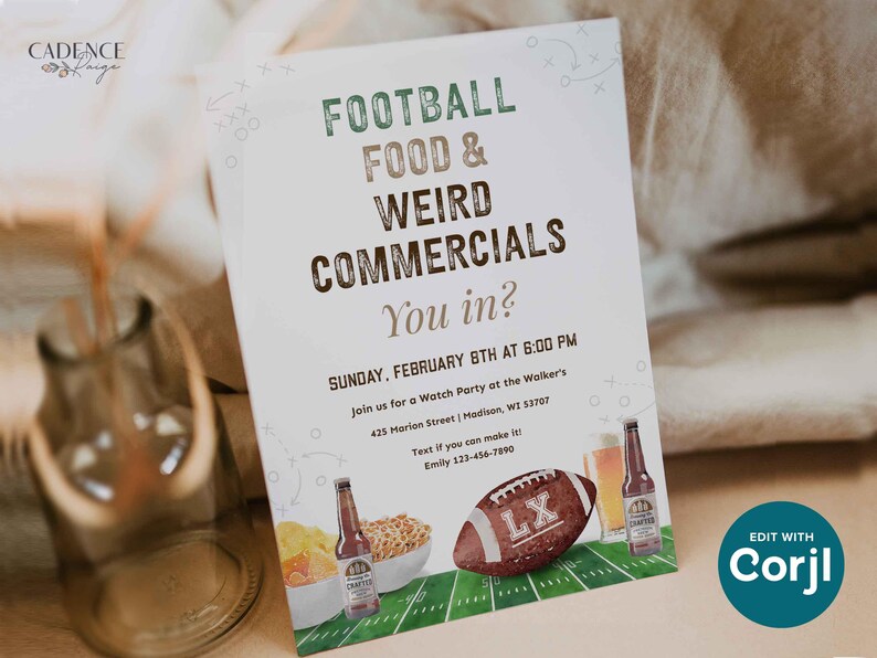 Football Watch Party Invitation, Editable Big Game Invite, Super Sunday Bowl Game (Digital) image 13
