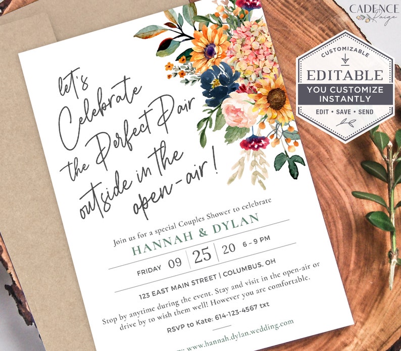 Drive By Couples Shower Invitation Blush and Burgundy Couples Etsy