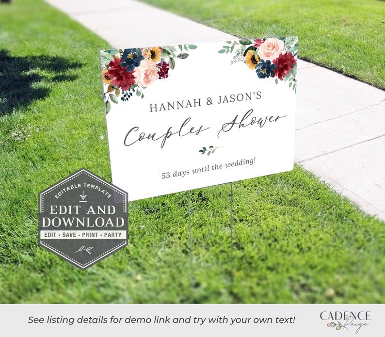 Drive by Wedding Shower Sign Fall Wedding Sign Etsy