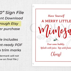 Holiday Mimosa Bar Sign, 8 X 10 Christmas Mimosa Bar Sign, Printable ...