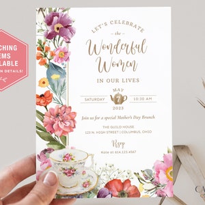 Wildflower Place Cards, Mother's Day Brunch Place Cards, Customizable Food Cards, Custom Name Cards, Printable, DIY, EDITABLE, Corjl, W3 image 8