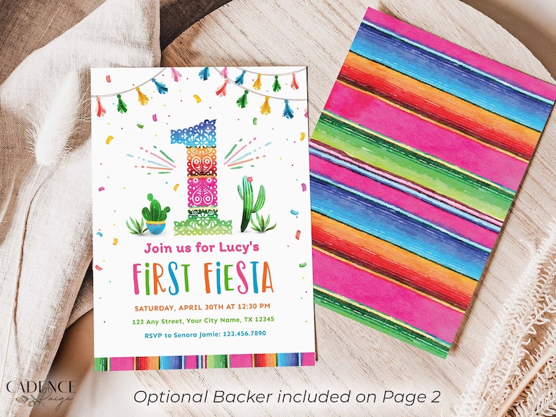 First Birthday Party Invitation for First Fiesta Invitation for 1st Birthday Fiesta Themed Birthday Invite to Send Digitally DIY Printable zdjęcie 7