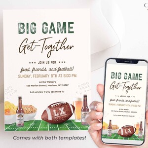 Editable Super Sunday Football Watch Party Invitation: Bowl Game Invite (Digital Template) image 12