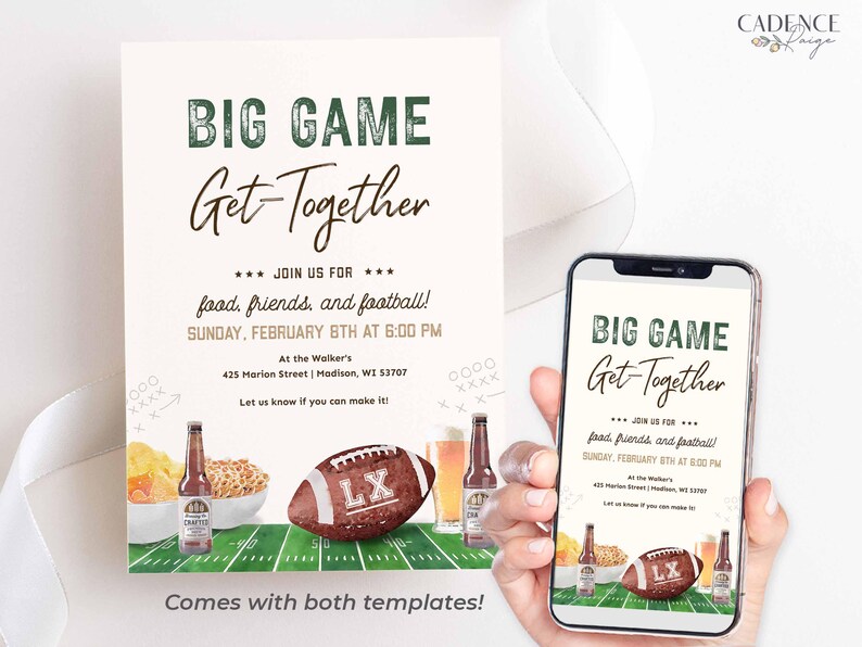 Editable Super Sunday Football Watch Party Invitation: Bowl Game Invite (Digital Template) image 12