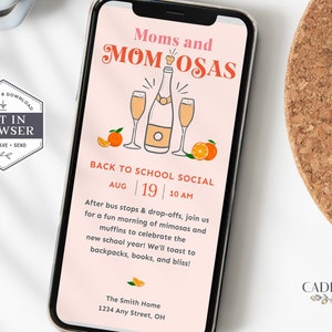 Back to School Mimosas, Mom&#39;s Day Out, Back to School Mom Celebration, Mom&#39;s Get together, Mobile Invite, Moms and Mimosas, Mom friends, A21