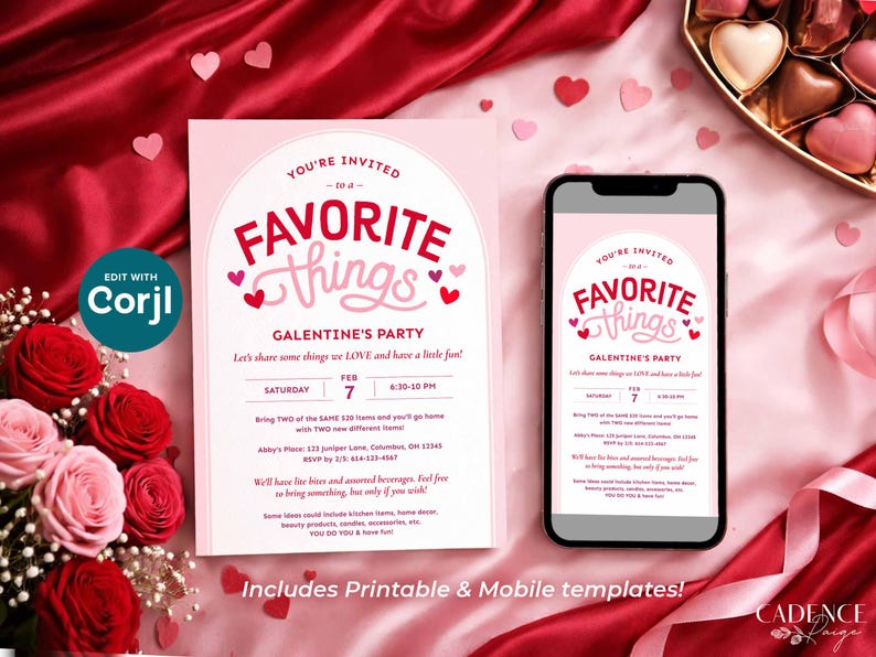 Favorite Things Valentine's Party Invitation, Galentine's Brunch (Digital Download) image 5