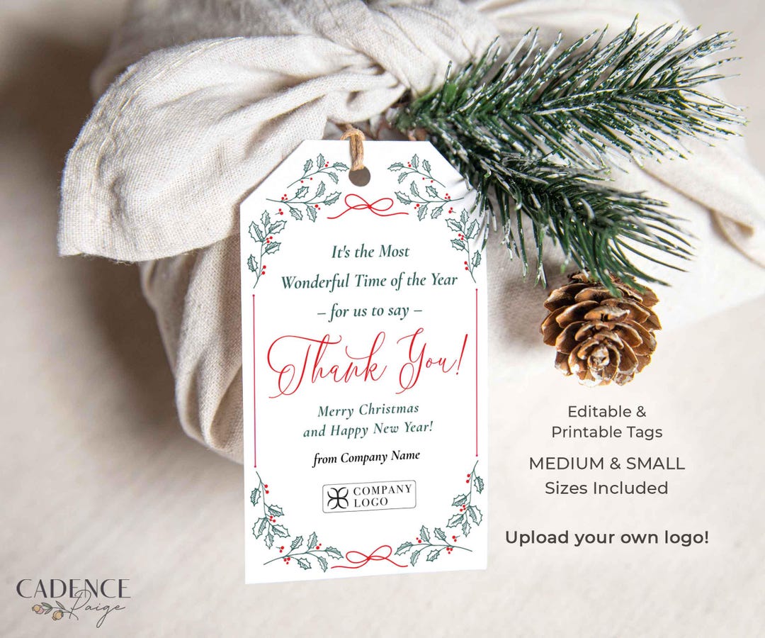 Company Christmas Gift Tag Template | Add Your Logo | Holiday Client