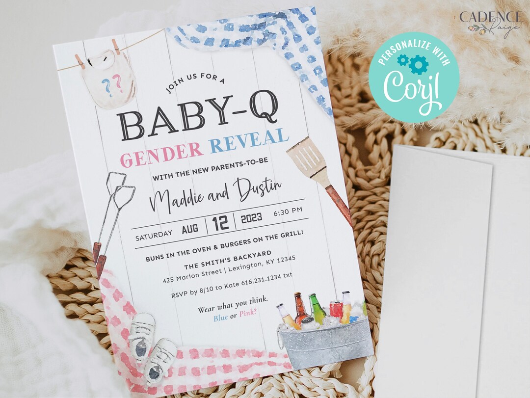 Gender Reveal BBQ Invitation Gender Reveal Babyq Invitation Etsy